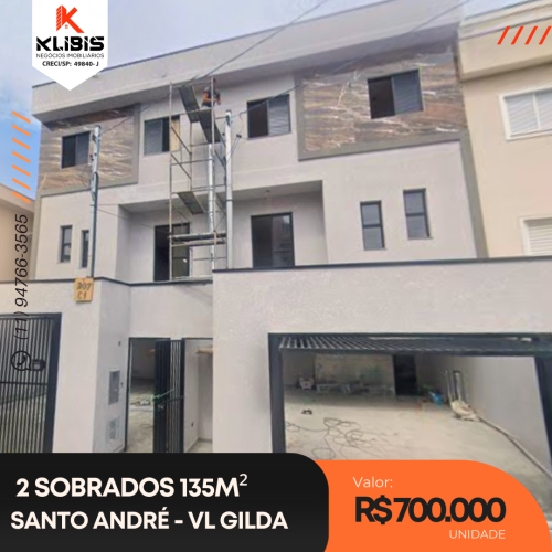 Sobrado novo 2 suítes 135m² c/ gourmet – próx. Shopping ABC